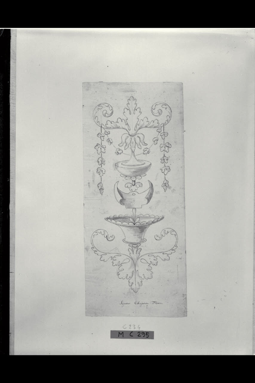 Particolare ornamentale per un secrétaire (disegno) di Maggiolini (bottega) (secc. XVIII/ XIX)