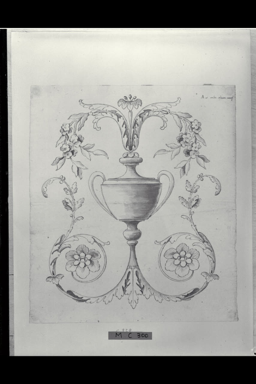 Vaso biansato con motivi fitomorfici (disegno) di Maggiolini (bottega) (secc. XVIII/ XIX)