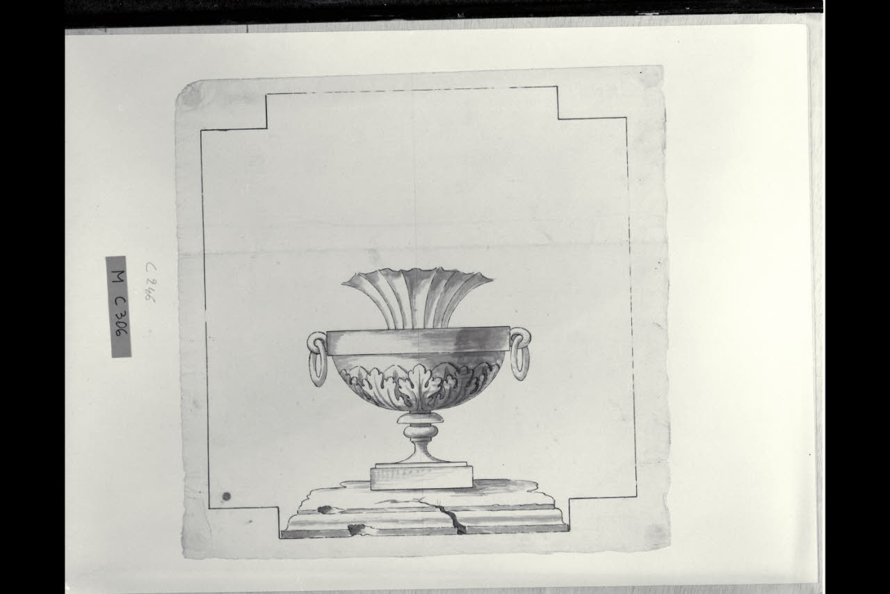 Pannello con vaso ad anelli (disegno) di Maggiolini (bottega) (secc. XVIII/ XIX)