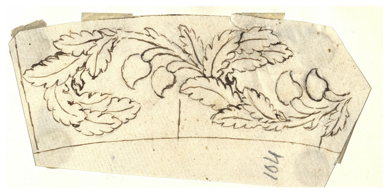 Fregio con boccioli e foglie (disegno) di Maggiolini (bottega) (secc. XVIII/ XIX)