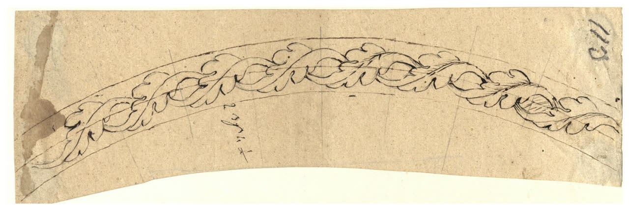 Bordura fogliacea (disegno) di Maggiolini (bottega) (secc. XVIII/ XIX)