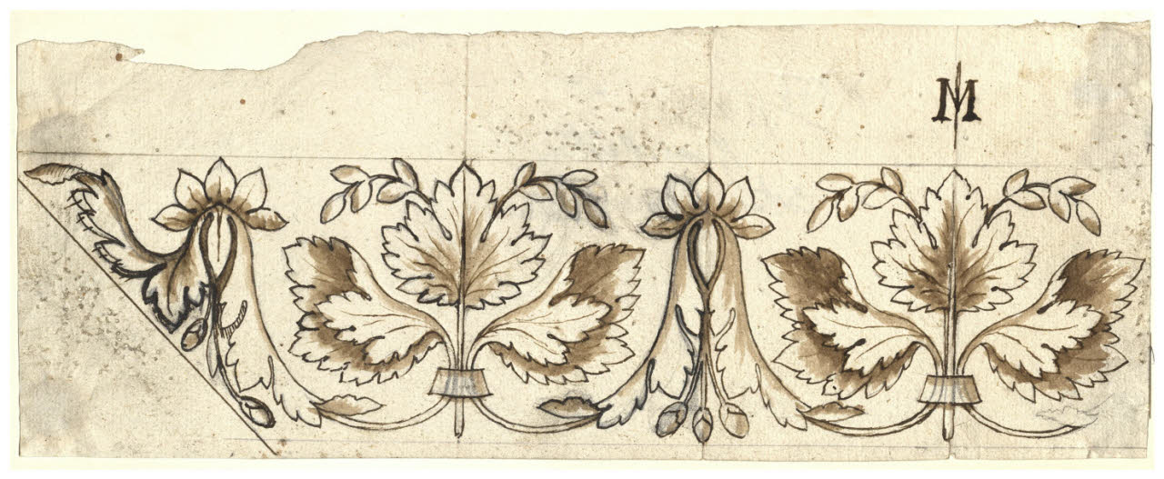 Fregio con foglie e boccioli (disegno) di Maggiolini (bottega) (secc. XVIII/ XIX)