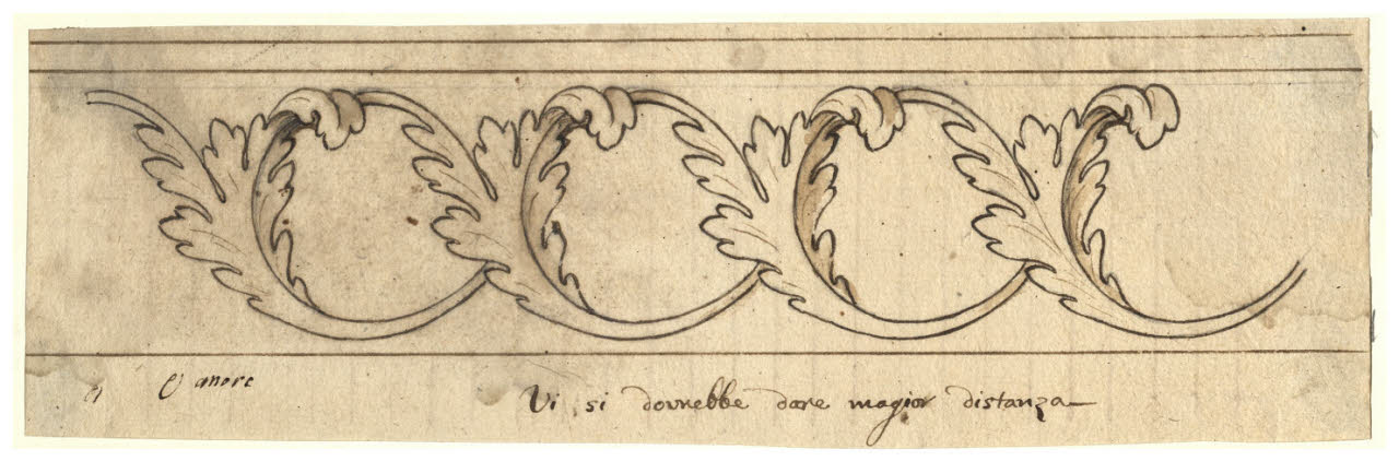 Fregio con foglie d'acanto (disegno) di Maggiolini (bottega) (secc. XVIII/ XIX)