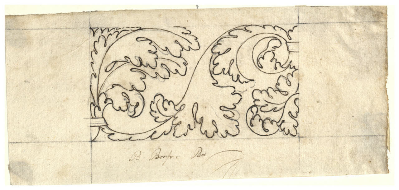 Fregio con foglie d'acanto stilizzate (disegno) di Maggiolini (bottega) (secc. XVIII/ XIX)