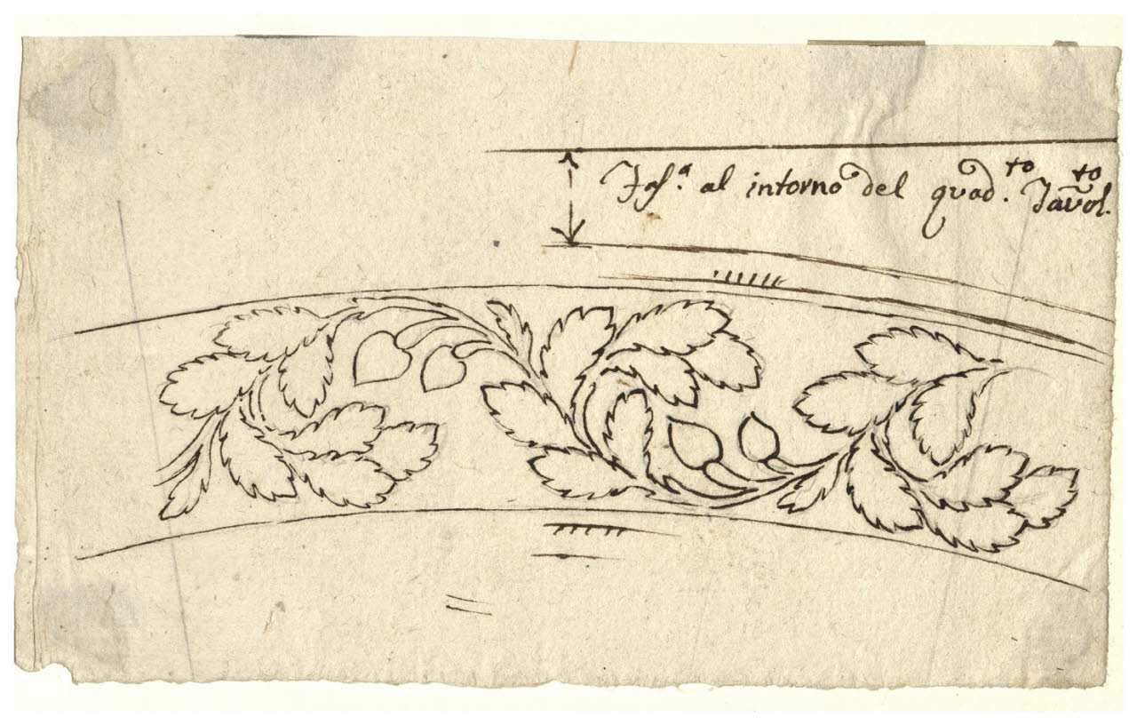 Fregio con ramoscello di rosa (disegno) di Maggiolini (bottega) (secc. XVIII/ XIX)