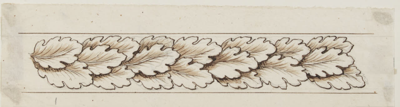 Bordura con foglie di quercia (disegno) di Maggiolini (bottega) (secc. XVIII/ XIX)