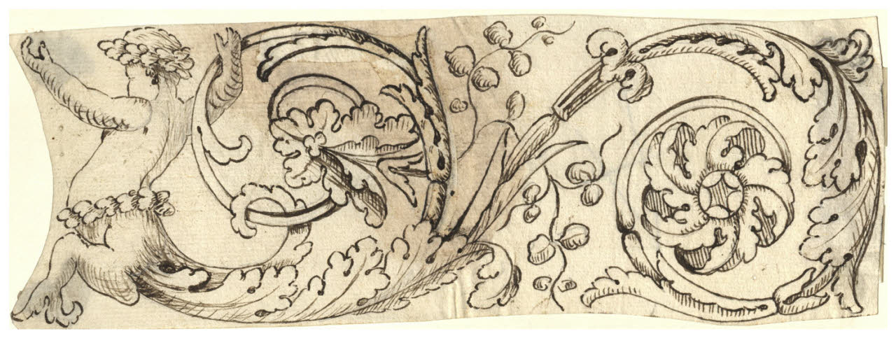 Fregio con tritone (disegno) di Maggiolini (bottega) (secc. XVIII/ XIX)