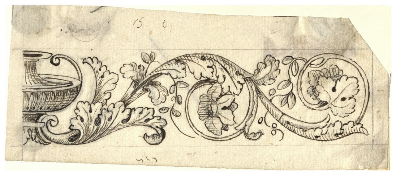 Fregio con anfora e girale (disegno) di Maggiolini (bottega) (secc. XVIII/ XIX)