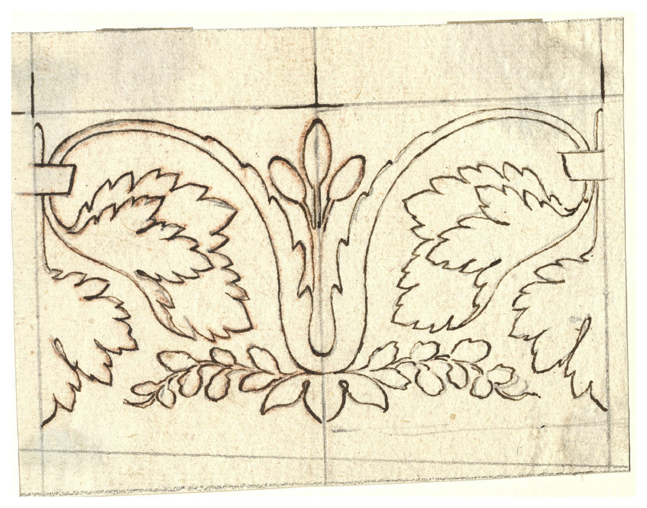 Particolare di fregio fogliaceo (disegno) di Maggiolini (bottega) (secc. XVIII/ XIX)