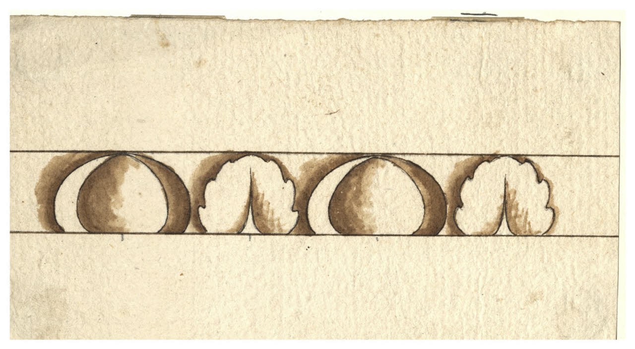 Bordura con ovoli (disegno) di Maggiolini (bottega) (secc. XVIII/ XIX)