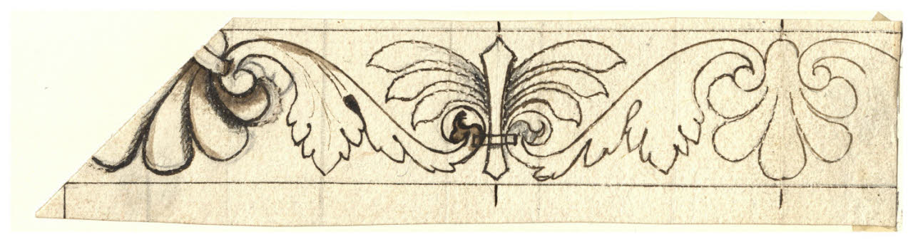 Bordura con foglie d'acanto stilizzate (disegno) di Maggiolini (bottega) (secc. XVIII/ XIX)