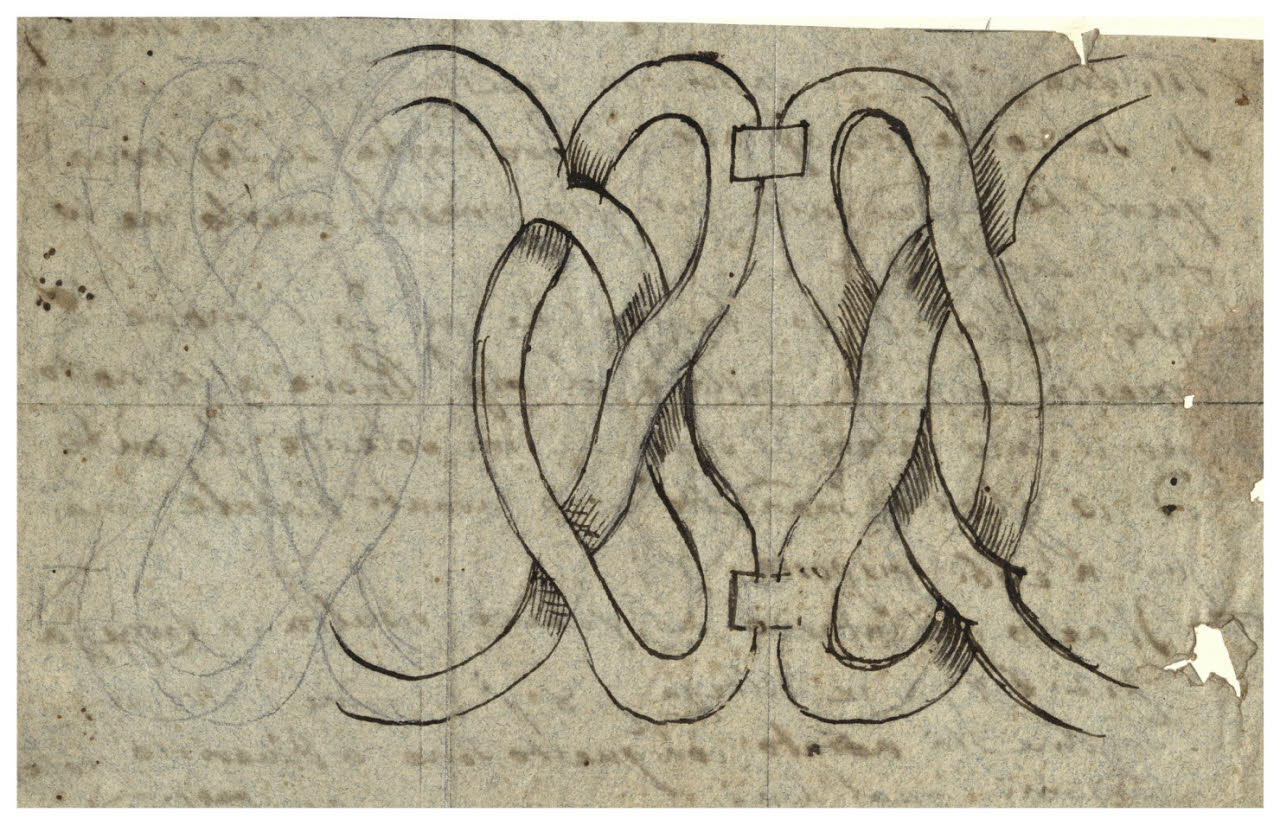 Fregio con motivo a nastro intrecciato (disegno) di Maggiolini (bottega) (secc. XVIII/ XIX)