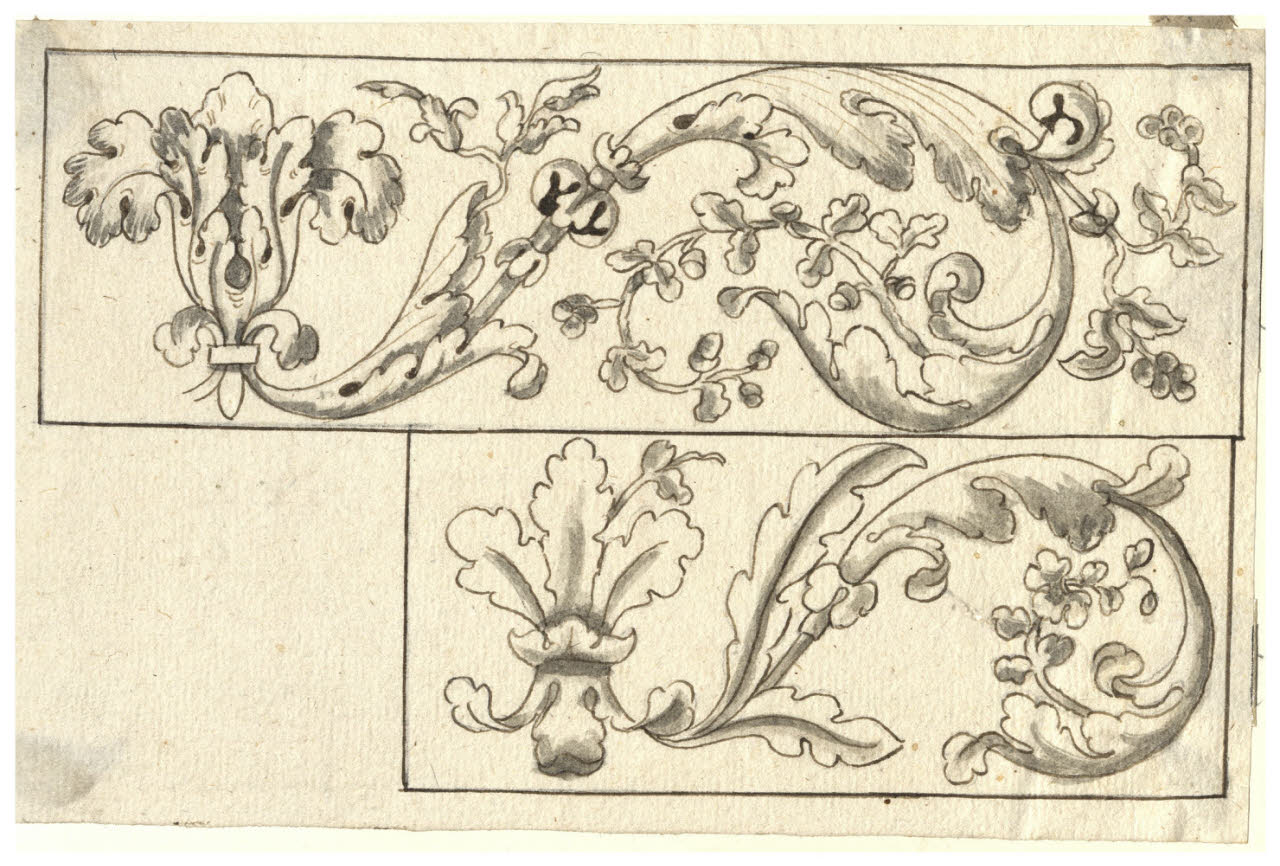 Fasce con foglie stilizzate (disegno) di Maggiolini (bottega) (secc. XVIII/ XIX)