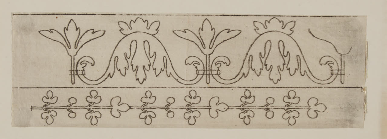 Doppia bordura con foglie stilizzate (disegno) di Maggiolini (bottega) (secc. XVIII/ XIX)