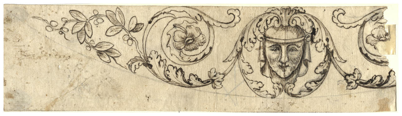 Mascherina muliebre e girale (disegno) di Maggiolini (bottega) (secc. XVIII/ XIX)