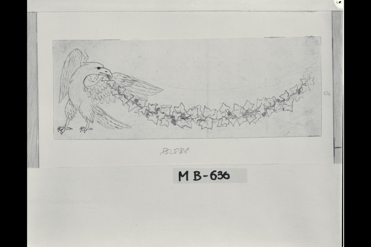 Studio di fregio con aquila e foglie d'edera (disegno) di Maggiolini (bottega) (secc. XVIII/ XIX)