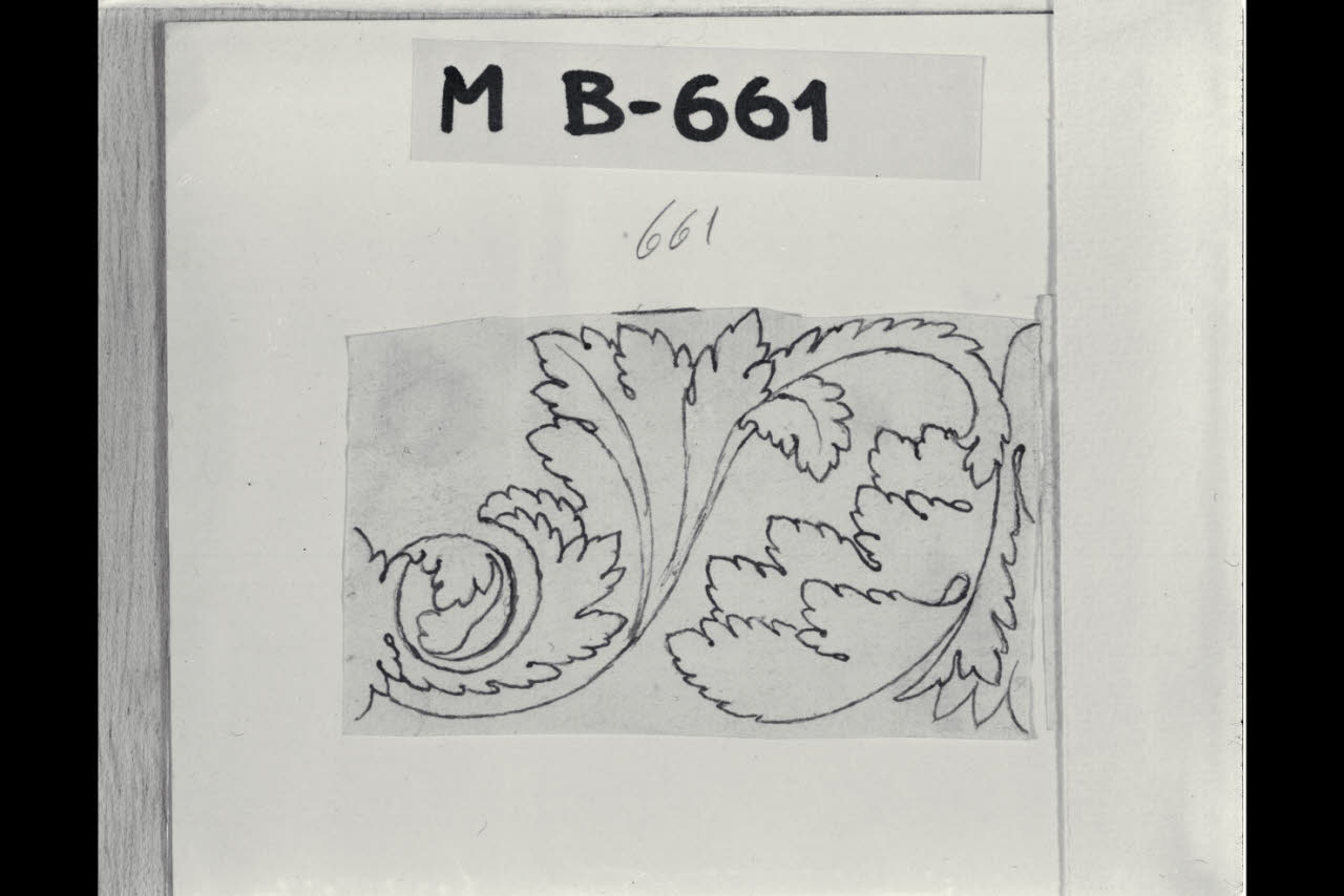 Elemento fogliaceo (disegno) di Maggiolini (bottega) (secc. XVIII/ XIX)