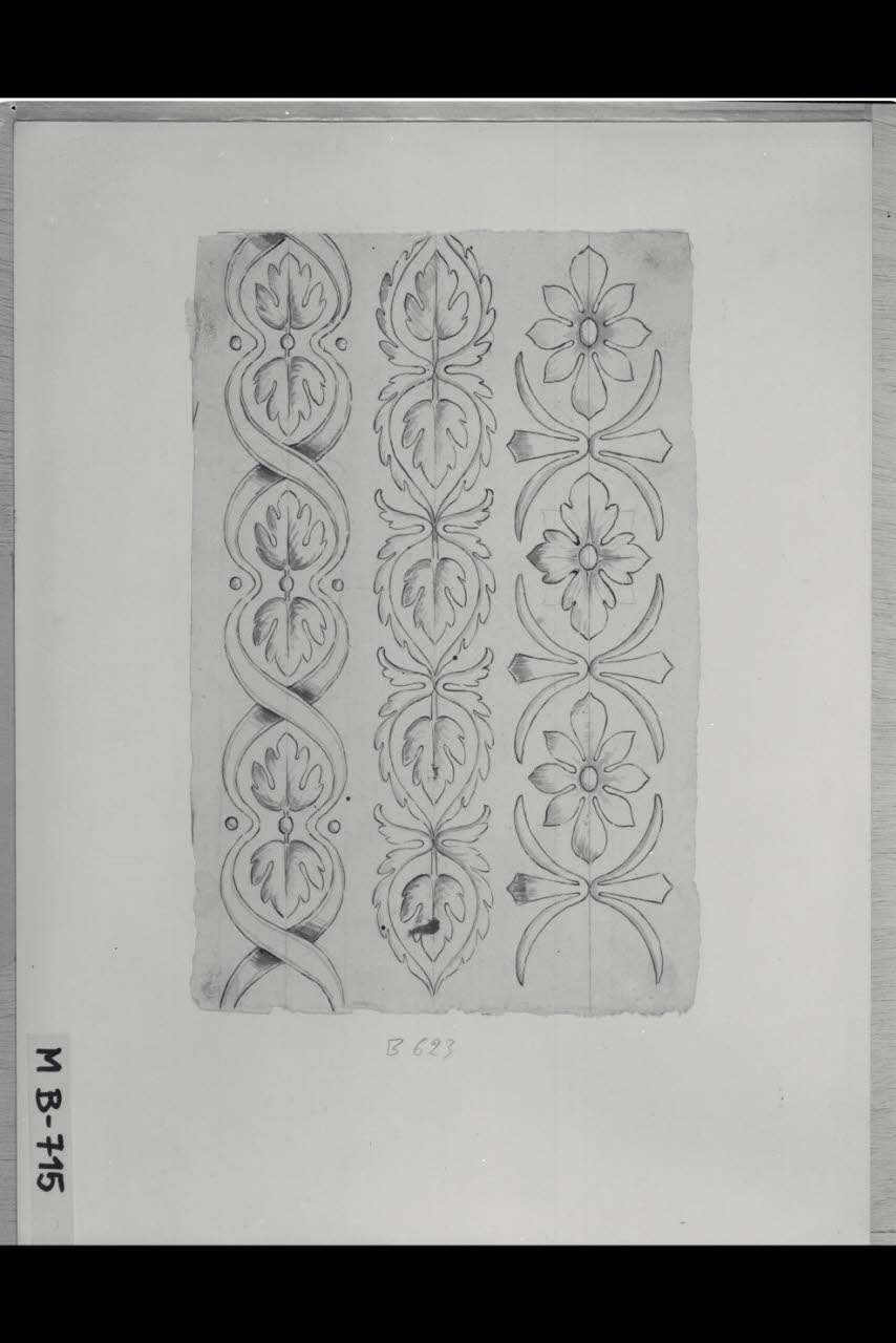 Tre studi di fregi (disegno) di Maggiolini (bottega) (secc. XVIII/ XIX)