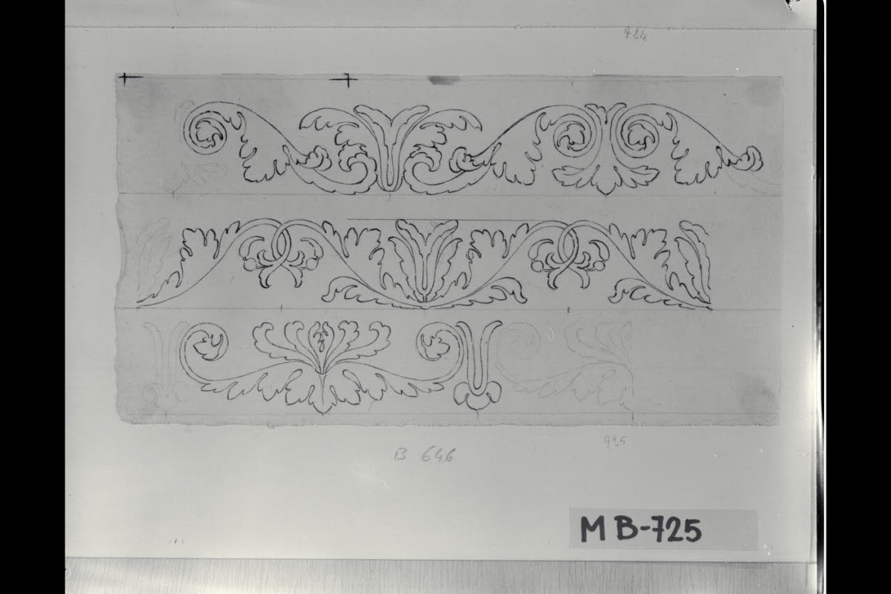 Tre studi di fregi (disegno) di Maggiolini (bottega) (secc. XVIII/ XIX)