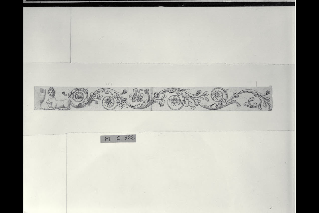 Fregio con sfinge e girali (disegno) di Maggiolini (bottega) (secc. XVIII/ XIX)