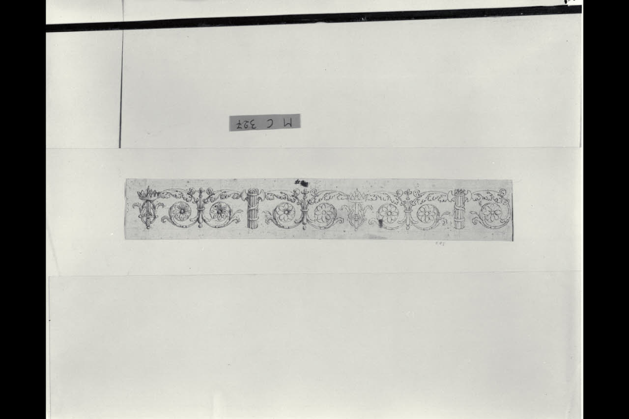 Fregio con fasci e girali (disegno) di Maggiolini (bottega) (secc. XVIII/ XIX)
