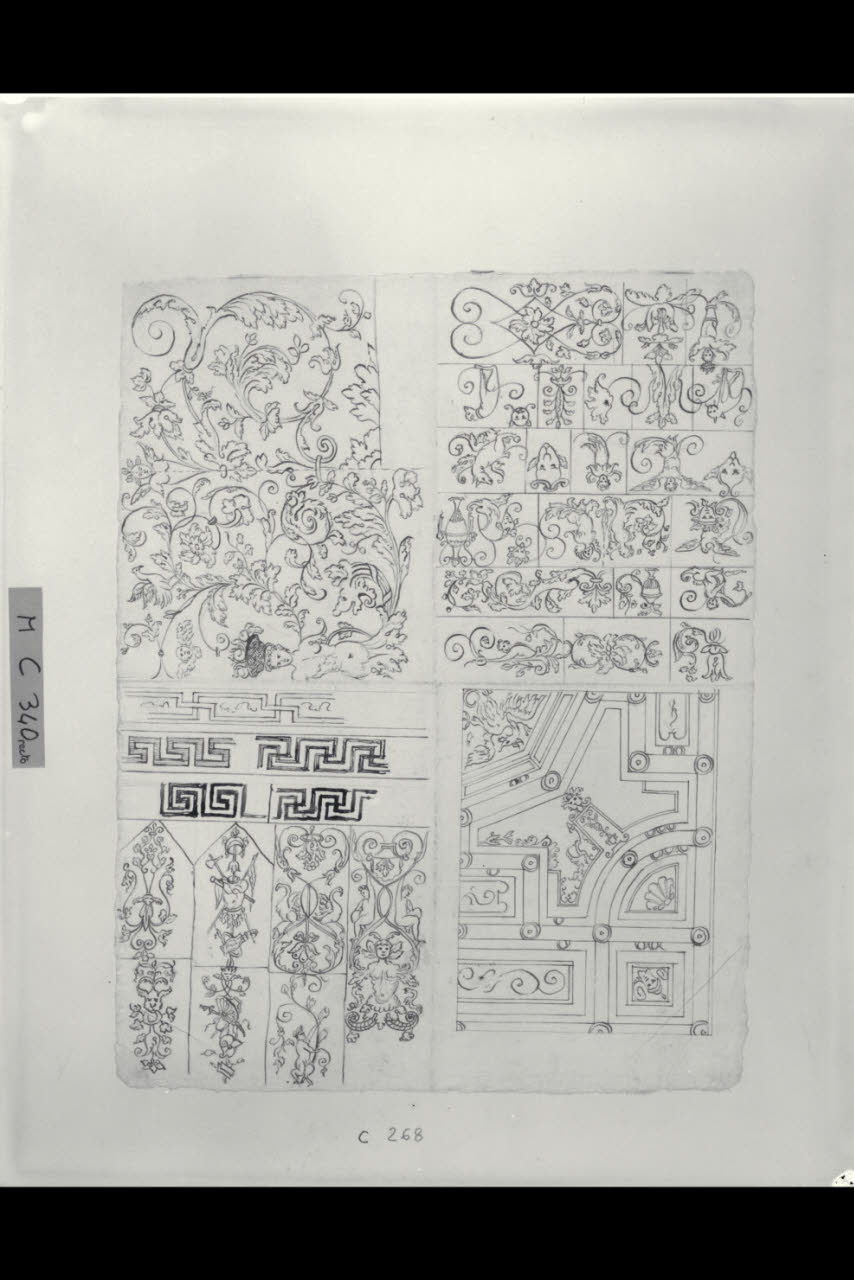 Fregio e ornati vegetali (disegno) di Maggiolini (bottega) (secc. XVIII/ XIX)