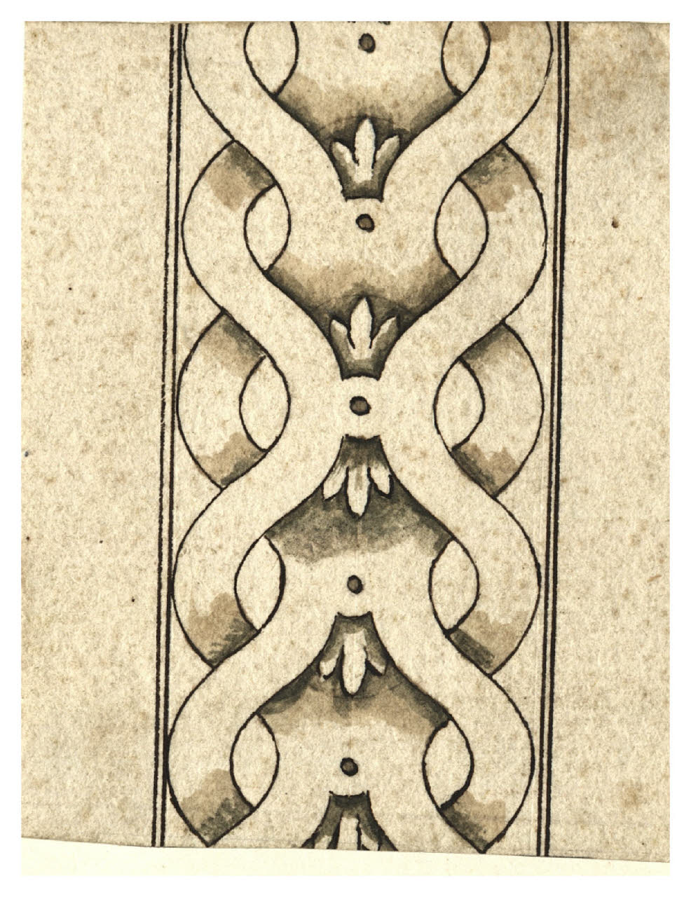 Fregio con motivo a nastro intrecciato (disegno) di Maggiolini (bottega) (secc. XVIII/ XIX)