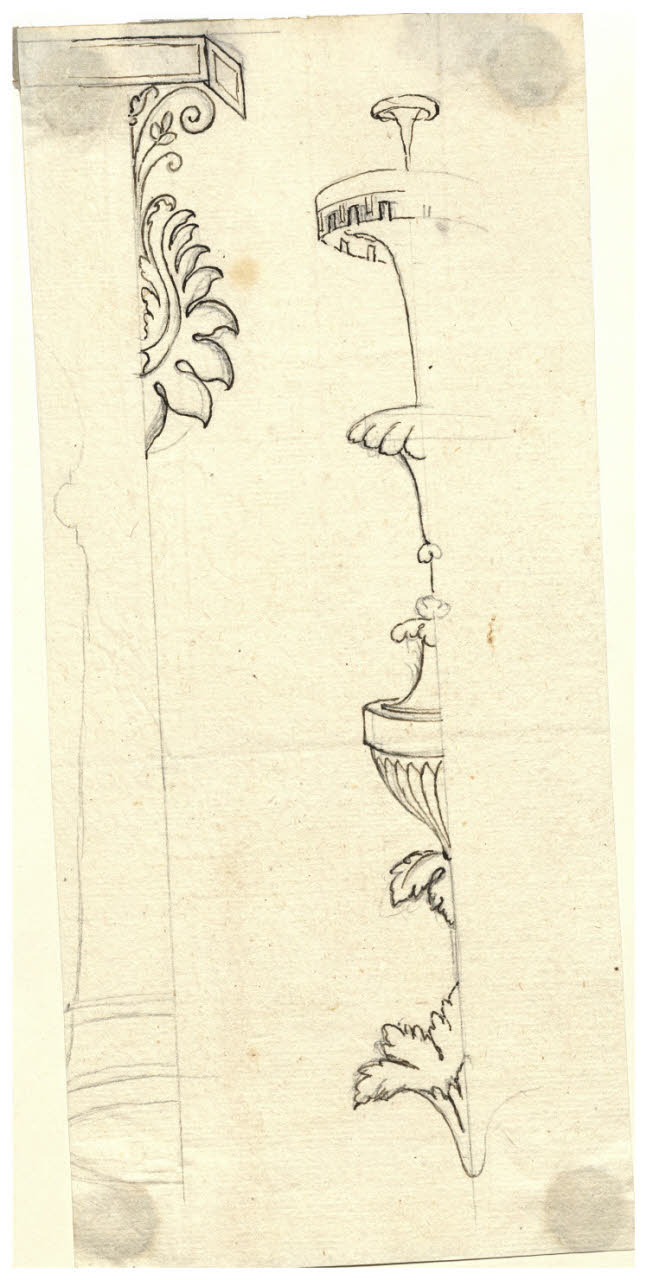 Elemento di candelabra (disegno) di Maggiolini (bottega) (secc. XVIII/ XIX)