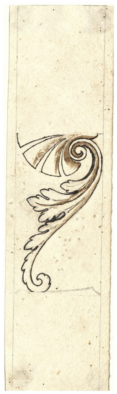 Bordura con mezza palmetta e voluta (disegno) di Maggiolini (bottega) (secc. XVIII/ XIX)