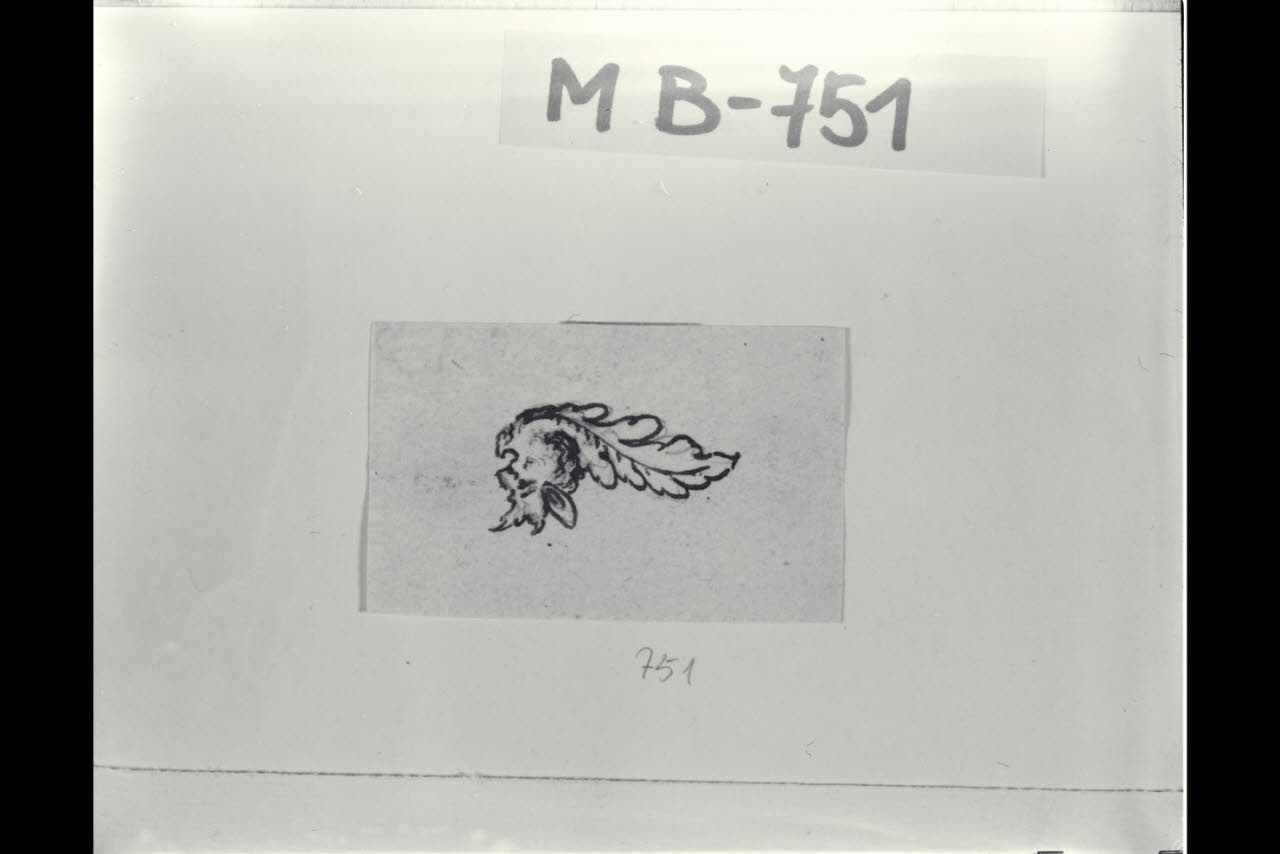 Testa grottesca con foglia (disegno) di Maggiolini (bottega) (secc. XVIII/ XIX)