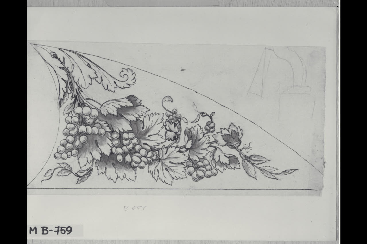 Studio di ornato con grappoli d'uva (disegno) di Maggiolini (bottega) (secc. XVIII/ XIX)