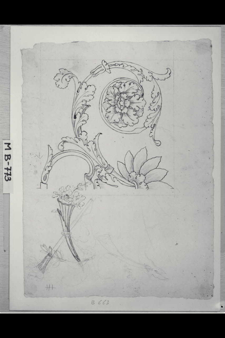 Particolare ornamentale (disegno) di Maggiolini (bottega) (secc. XVIII/ XIX)