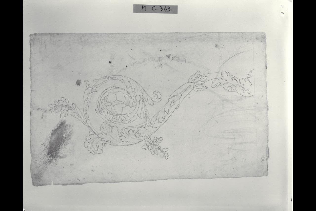 Motivo fogliaceo stilizzato (disegno) di Maggiolini (bottega) (secc. XVIII/ XIX)