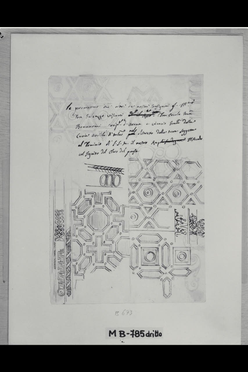 Studi di ornato geometrico e fregi (disegno) di Maggiolini (bottega) (secc. XVIII/ XIX)