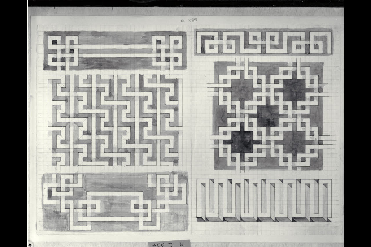 Studi per pavimenti (disegno) di Maggiolini (bottega) (secc. XVIII/ XIX)