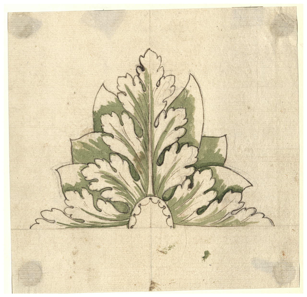 Metà di un rosone (disegno) di Maggiolini (bottega) (secc. XVIII/ XIX)