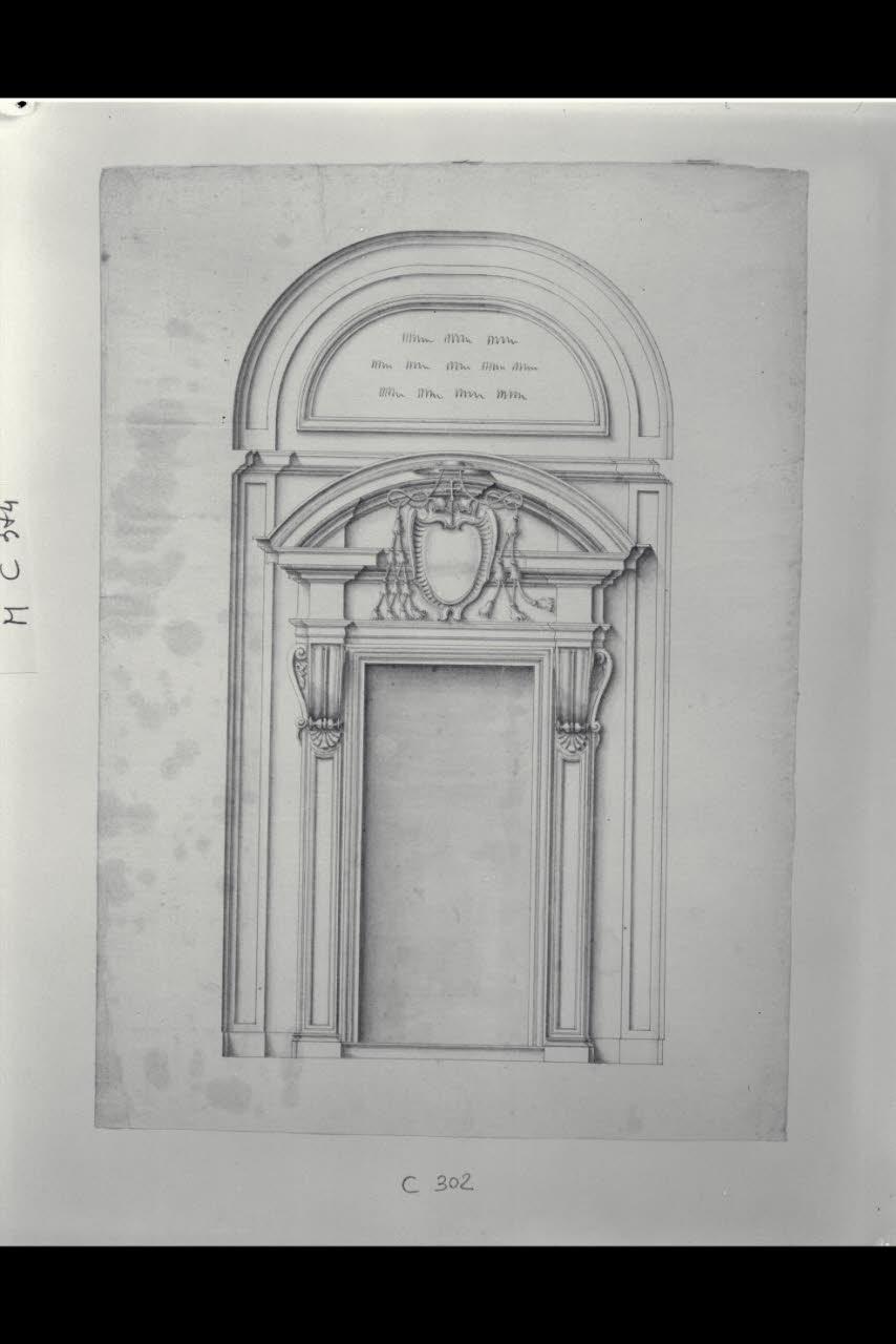 Portale con stemma vescovile (disegno) di Maggiolini (bottega) (secc. XVIII/ XIX)
