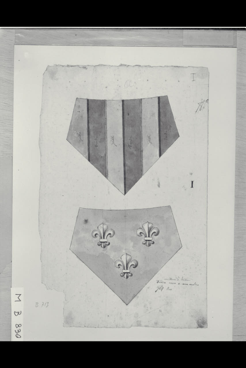 Due scudi con emblemi (disegno) di Maggiolini (bottega) (secc. XVIII/ XIX)