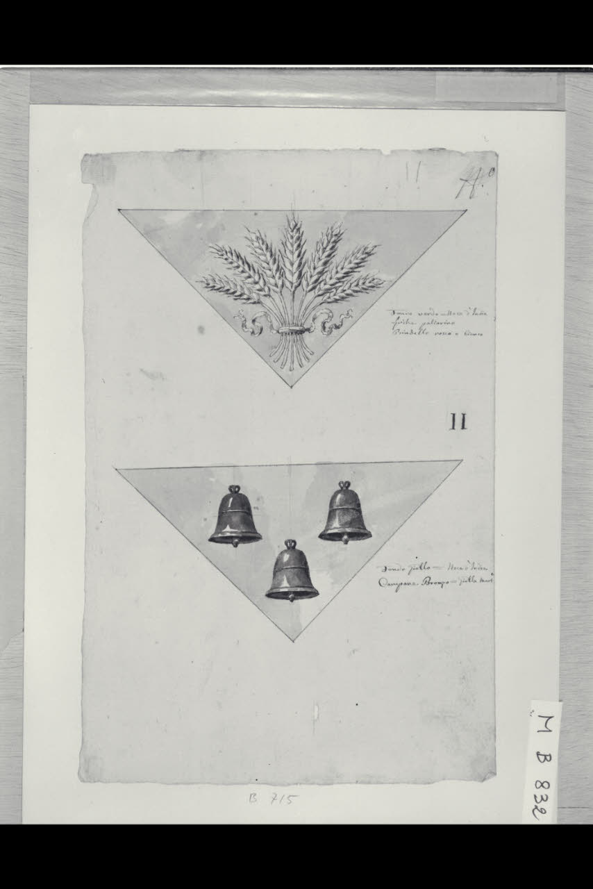Due scudi con emblemi (disegno) di Maggiolini (bottega) (secc. XVIII/ XIX)