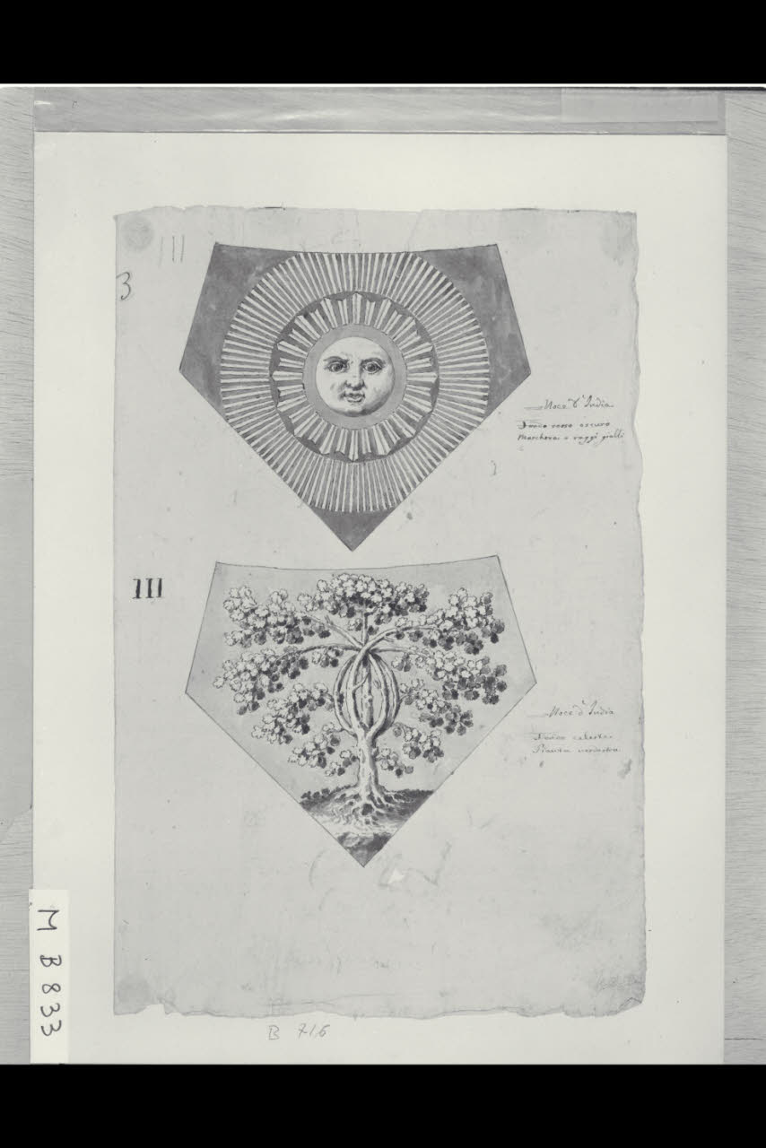 Due scudi con emblemi (disegno) di Maggiolini (bottega) (secc. XVIII/ XIX)