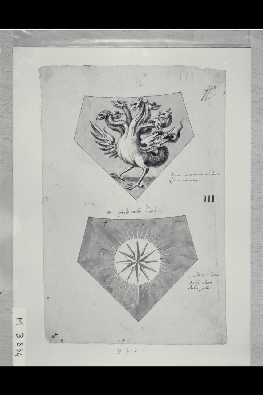 Due scudi con emblemi (disegno) di Maggiolini (bottega) (secc. XVIII/ XIX)