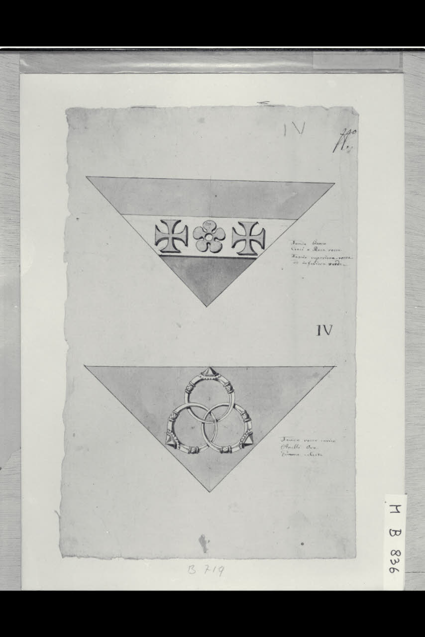 Due scudi con emblemi (disegno) di Maggiolini (bottega) (secc. XVIII/ XIX)