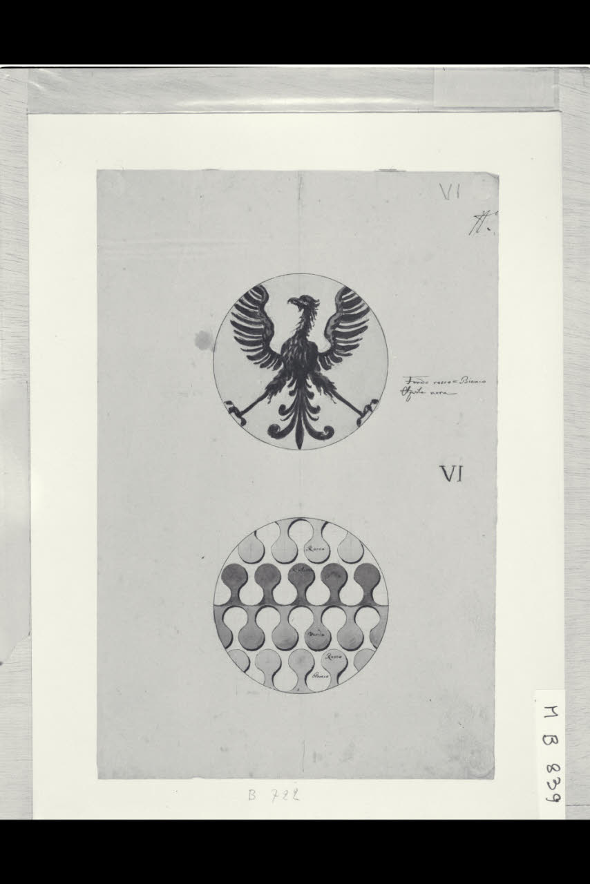 Due scudi con emblemi (disegno) di Maggiolini (bottega) (secc. XVIII/ XIX)