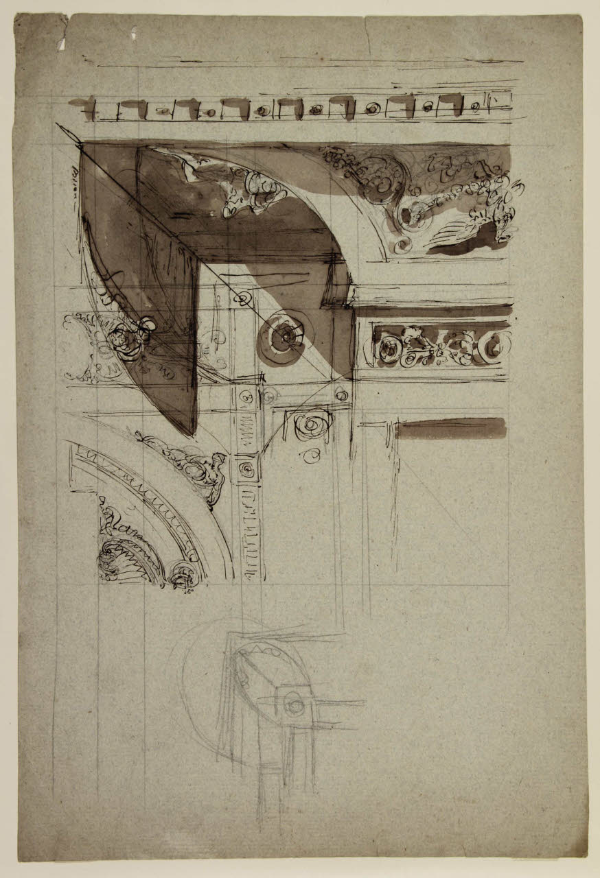 Studi di particolari di decorazioni architettoniche, Studi di particolari di decorazioni architettoniche (disegno) di Bison, Giuseppe Bernardino (secc. XVIII/ XIX)