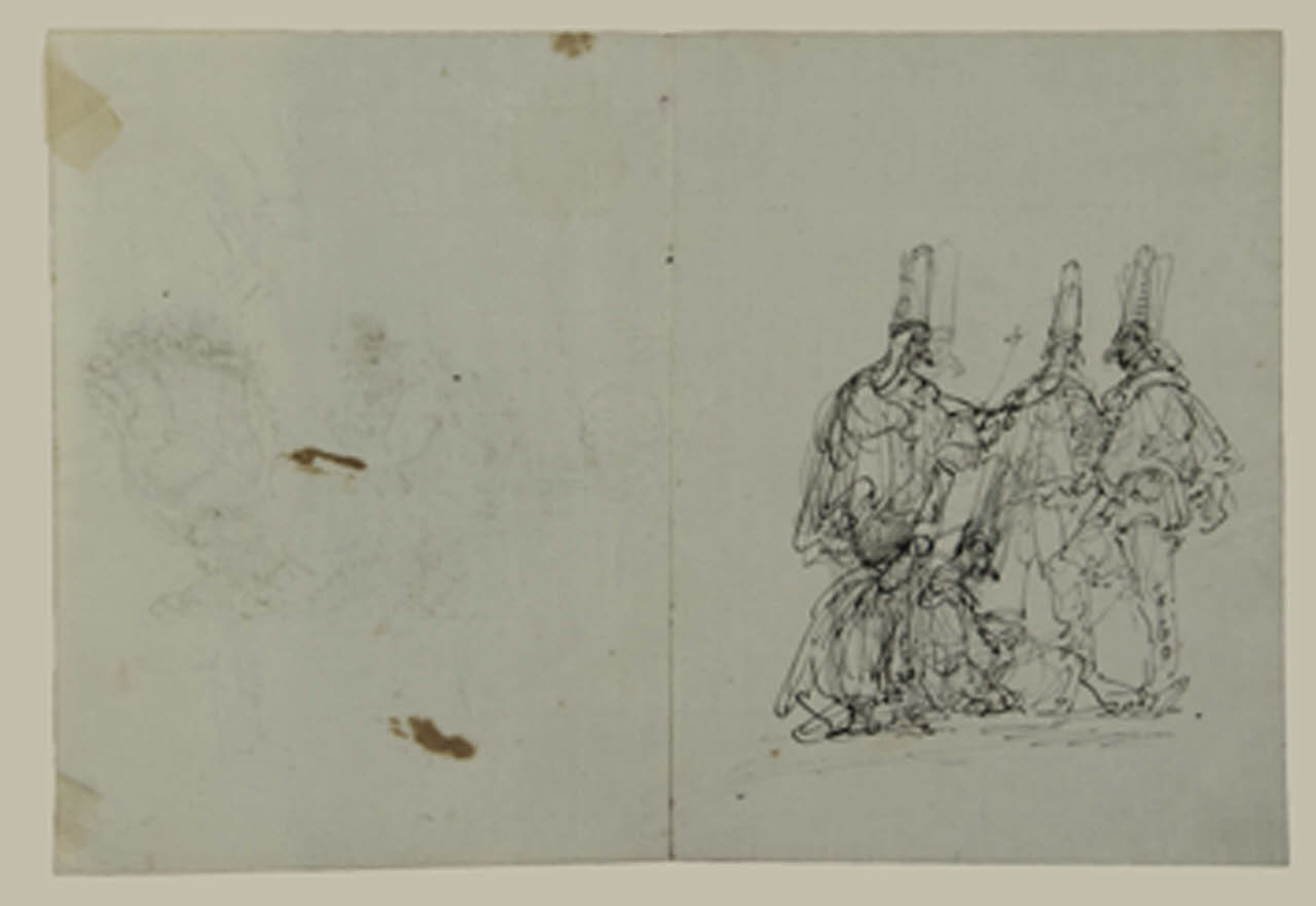 Composizione con figure mascherate, Composizione con figure mascherate (disegno) di Bison, Giuseppe Bernardino (secc. XVIII/ XIX)
