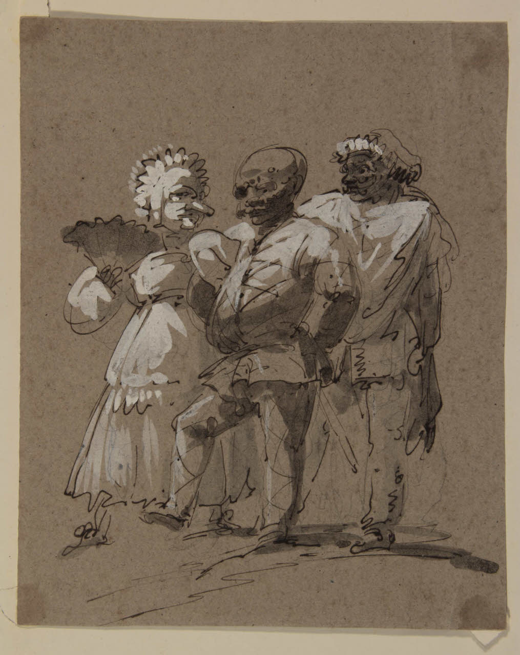 Tre figure mascherate, Tre figure mascherate (disegno) di Bison, Giuseppe Bernardino (secc. XVIII/ XIX)