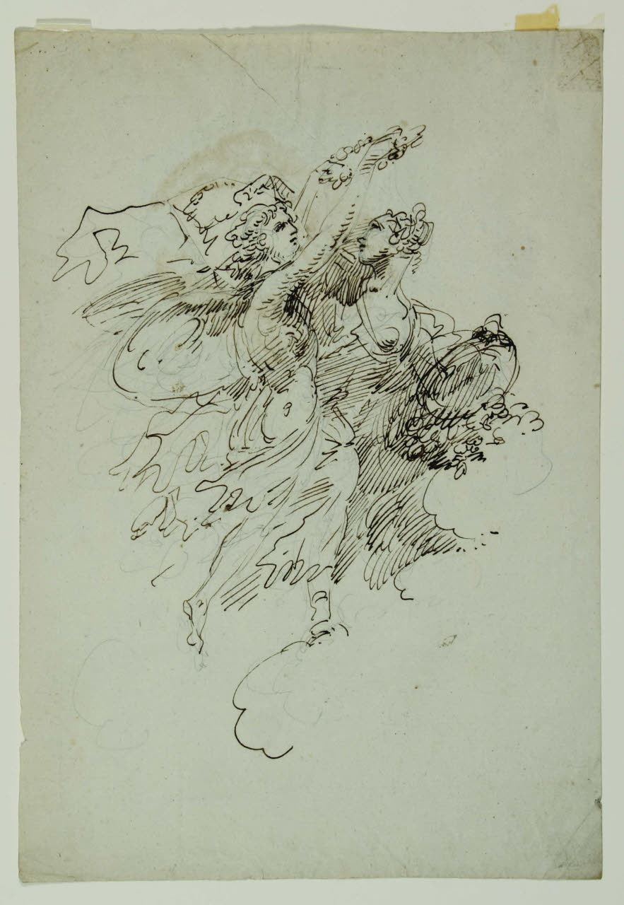 Due figure femminili alate danzanti, Due figure femminili alate danzanti (disegno) di Bison, Giuseppe Bernardino (secc. XVIII/ XIX)