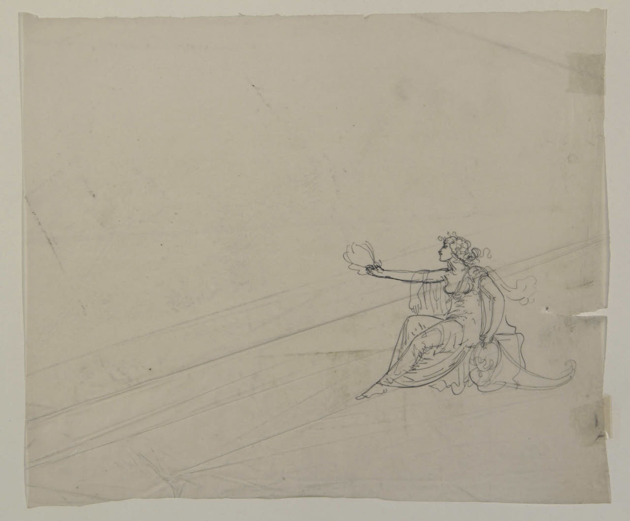 Studio di figura femminile allegorica seduta, Studio di figura femminile allegorica seduta (disegno) di Bison, Giuseppe Bernardino (secc. XVIII/ XIX)