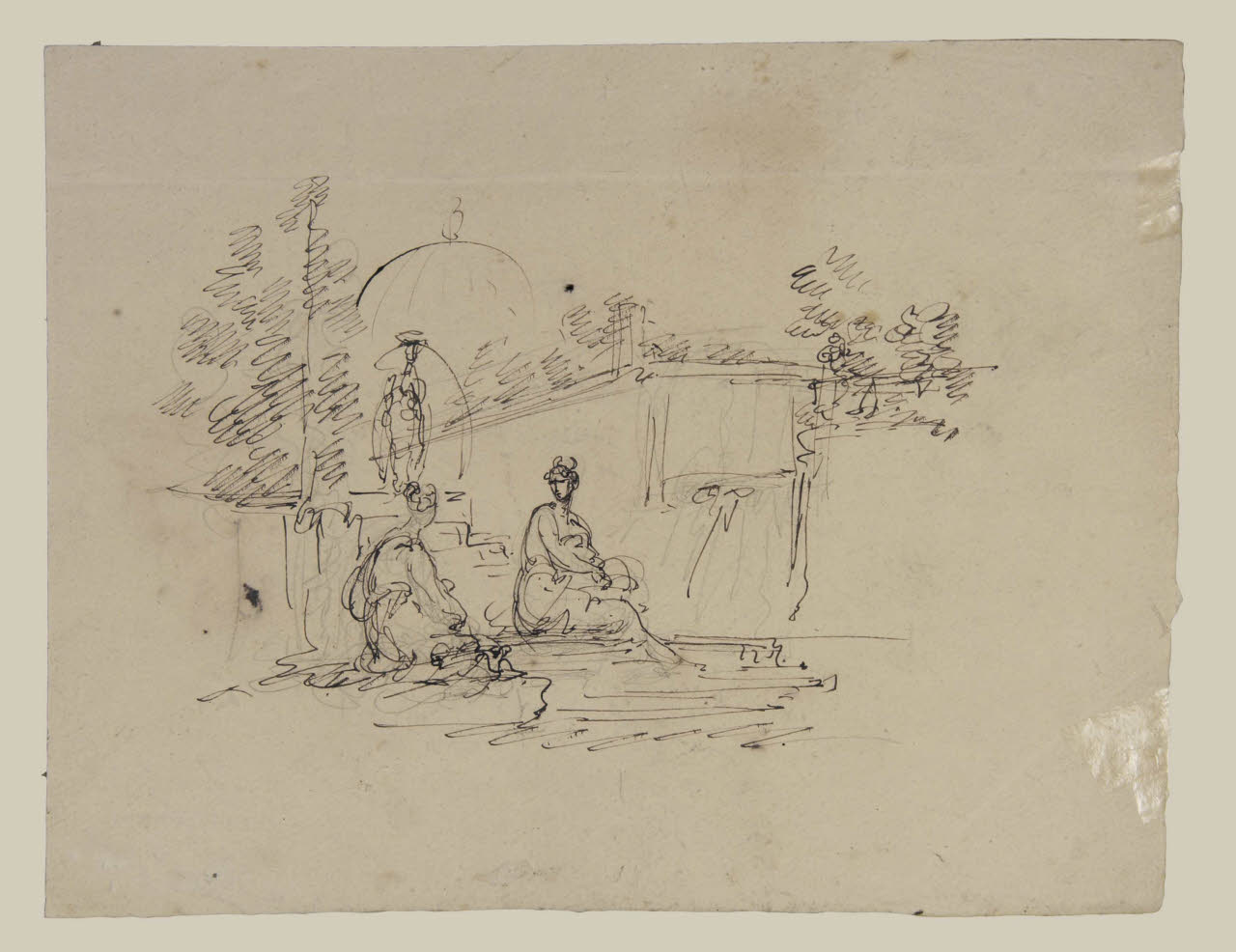 Schizzi di figure femminili all'aperto, Schizzi di figure femminili all'aperto (disegno) di Bison, Giuseppe Bernardino (secc. XVIII/ XIX)