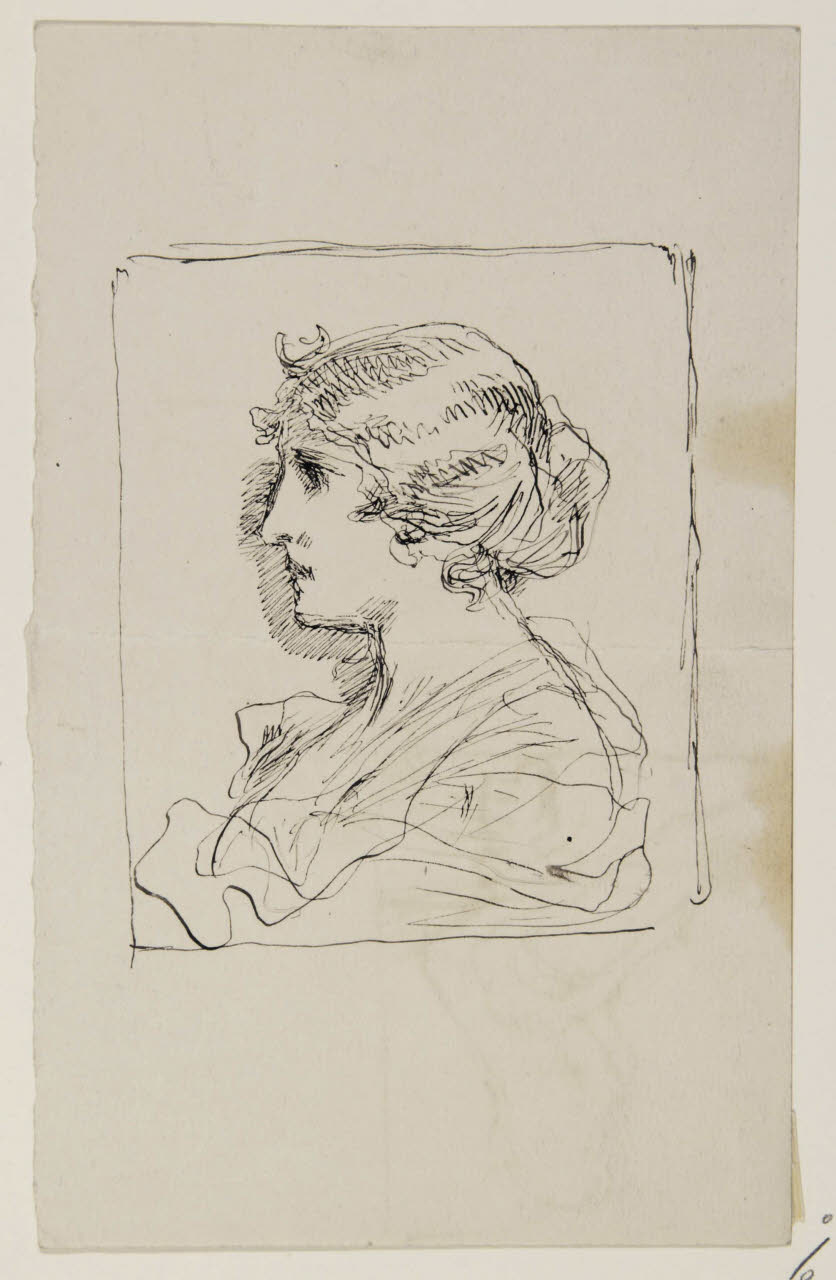 Profilo femminile a mezzo busto, Profilo femminile a mezzo busto (disegno) di Bison, Giuseppe Bernardino (secc. XVIII/ XIX)